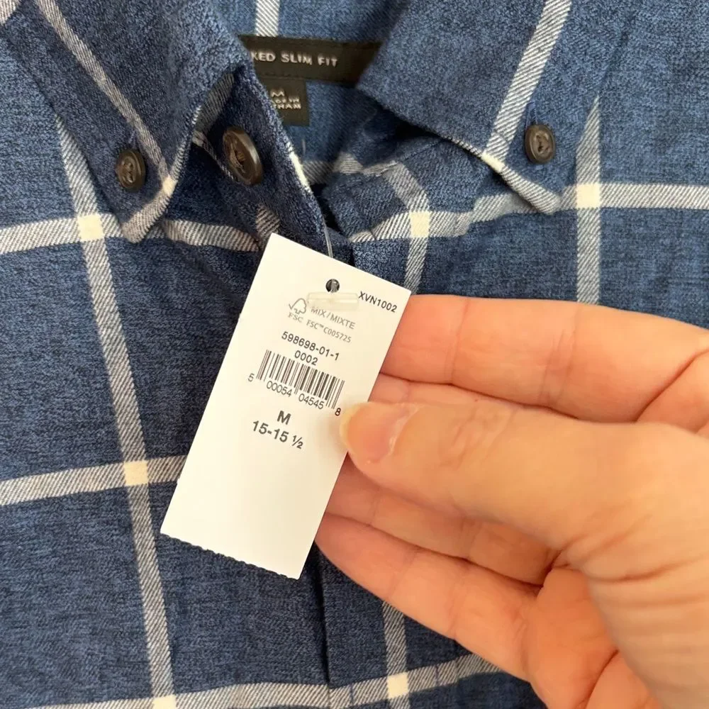 Banana Republic ultra soft flannel Plaid checkered Men's button down Shirt M NWT